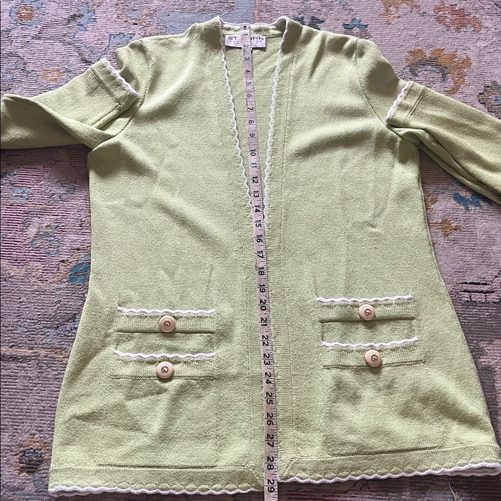 Vintage ST JOHN Collection‎ by Marie Grey Lime Green Cardigan - Picture 8 of 9